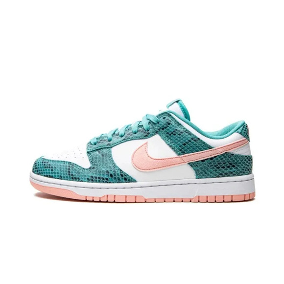 Nike Mens Dunk Low Snakeskin Sneakers Washed Teal Bleached Coral 11 DR8577-300 - Picture 2 of 8